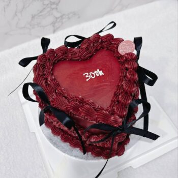 Dark Red Ribbon (Heart Shape) Cake