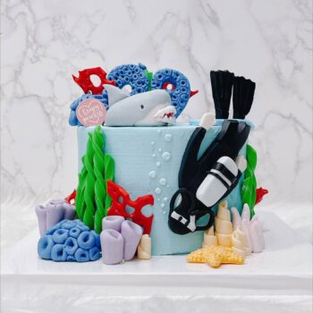 Diver Sea Creatures Cake