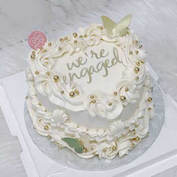 Elegant Gold Butterfly Cake (Heart Shape)