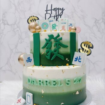 Ombre Green Mahjong Cake