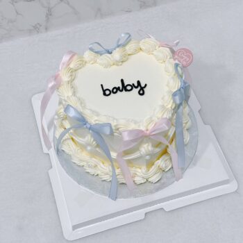 Baby Blue x Pink Ribbon Coquette Cake