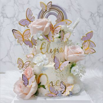 Dreamy Butterflies Pastel Rainbow Cake