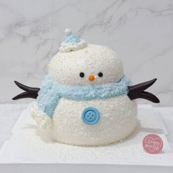 Blue Snowing Snowman Cake