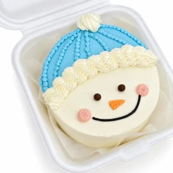 [Christmas] Blue Beanie Happy Snow Man Bento Cake