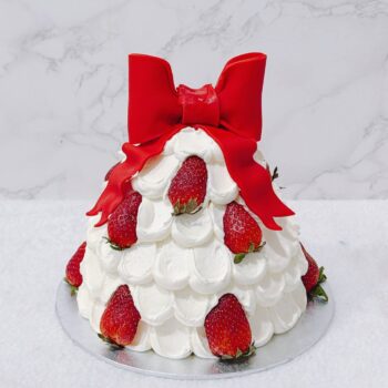 Red Ribbon Strawberry Cake