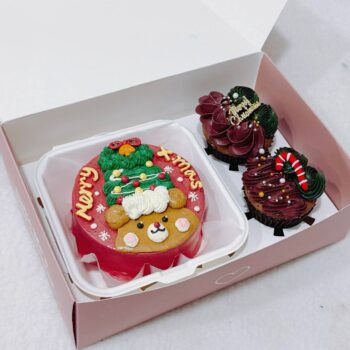 Sweet Bear Christmas Bento + 2 Cupcakes Set